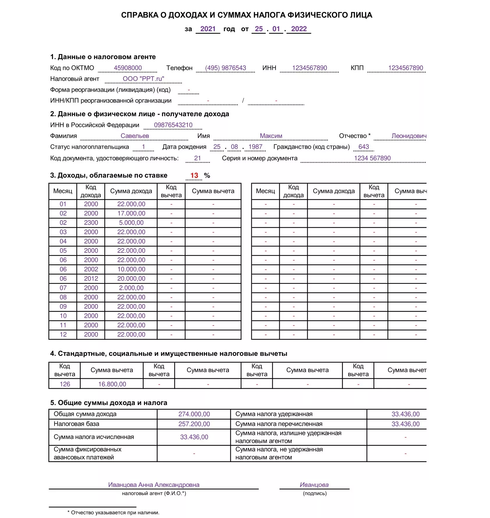 Справка о доходах контрактника